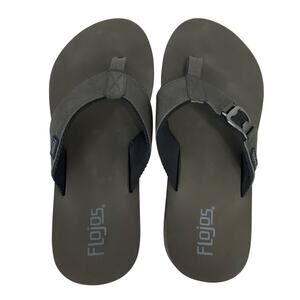 FLOJOS Flip Flop Sandals Beer Bottle Opener Gray Mens 10.5 Beach Man Party Gift